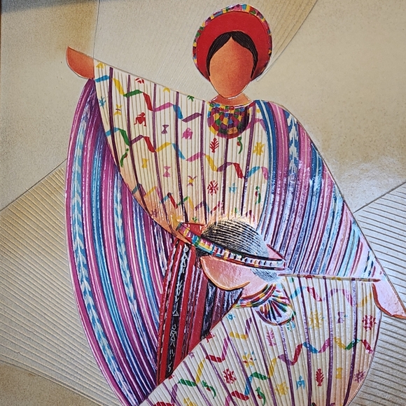 Signed Guatemala Folk Art Noppera-bo-Faceless Style Textured Glossy Colorful - Picture 2 of 12